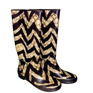 Coach Pammie Zebra Signature Rain Boots Size 6
